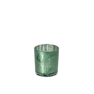 Castiçal de vidro verde 7x7x8 cm