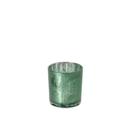 Castiçal de vidro verde 7x7x8 cm