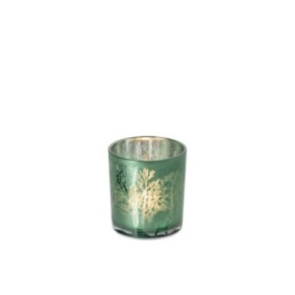 Castiçal de vidro verde 7x7x8 cm