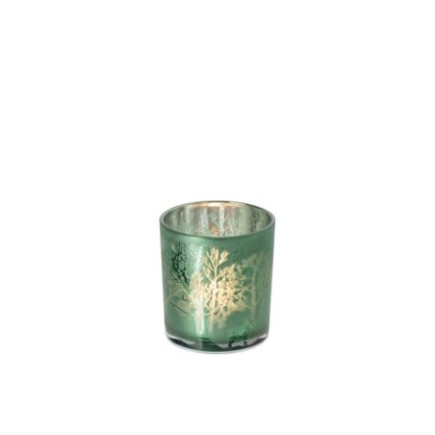 Castiçal de vidro verde 7x7x8 cm