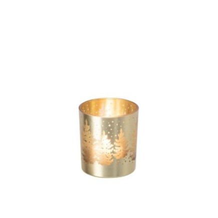 Porte-bougie en verre doré 7x7x8 cm