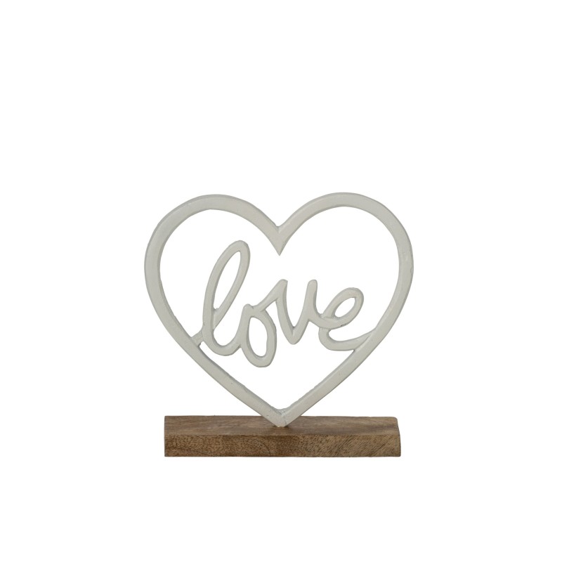 Corazón de aluminio blanco y madera natural, 20,5 x 20,5 x 5 cm Corazón de aluminio blanco y madera natural, 20,5 x 20,5 x 5 cm