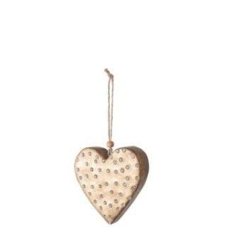Colgante de abeto con forma de corazón de madera natural, 10 x 10 x 1,5 cm