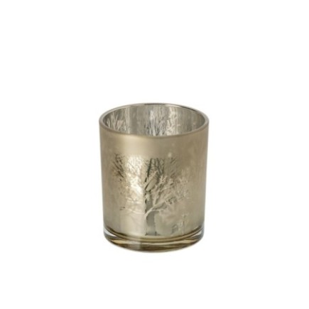 Photophore en verre taupe 8,8x10x8,8 cm