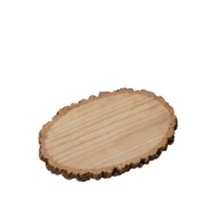 Disco ovalado de madera natural de 28 x 18 x 2 cm