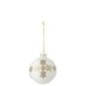 Bola de Natal em vidro branco e dourado, 8x8x8 cm Bola de Natal em vidro branco e dourado, 8x8x8 cm