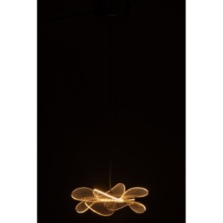 Luminária de teto em acrílico dourado, 24 x 150 x 24 cm