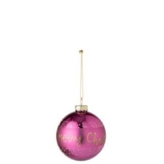 Bola de Natal em vidro fúcsia 8x8x8 cm