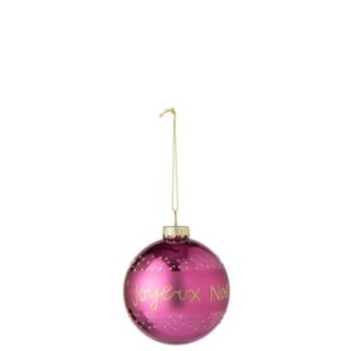 Bola de Navidad de cristal fucsia, 8 x 8 x 8 cm