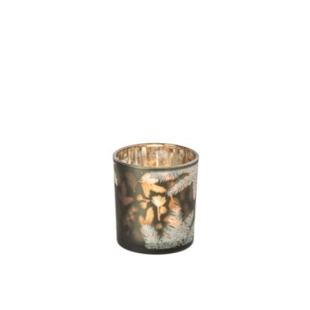 Bougeoir en verre vert foncé 7,3x8 cm