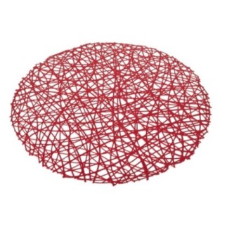 Mantel individual redondo de material sintético rojo, 38 x 0,1 cm