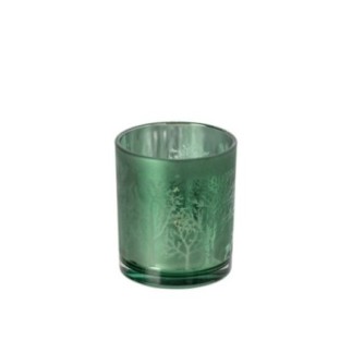 Castiçal de vidro verde 8,8 x 10 x 8,8 cm