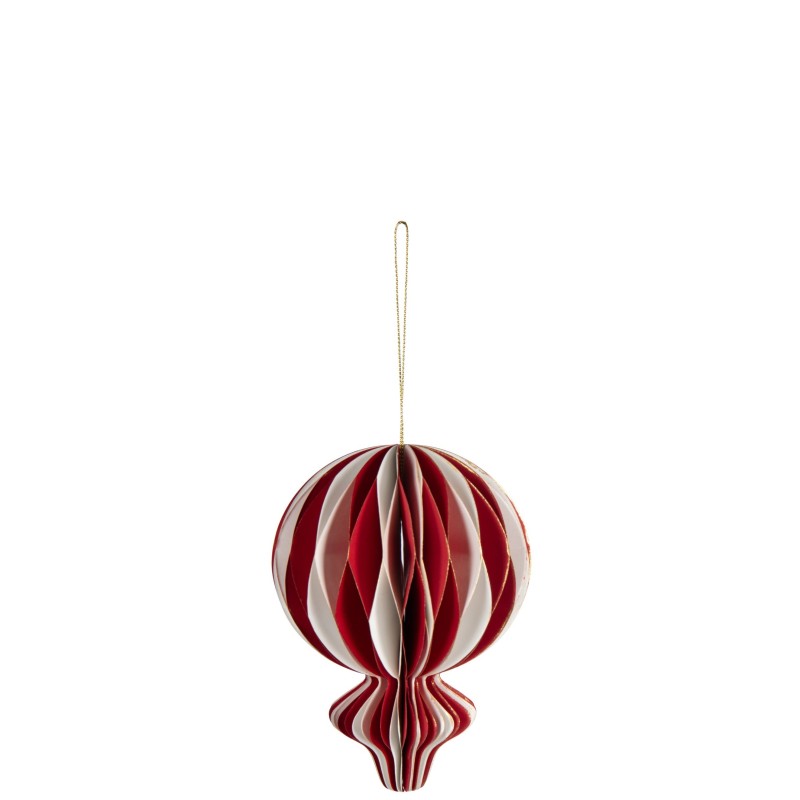 Lampada a sospensione in carta bianca e rossa, 8x15x8 cm Lampada a sospensione in carta bianca e rossa, 8x15x8 cm
