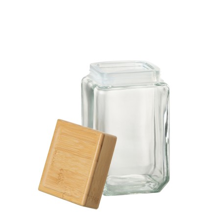 Pot en verre transparent 11x11x19 cm
