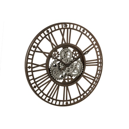 Reloj con números romanos de metal gris de 60x7x60 cm