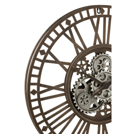 Reloj con números romanos de metal gris de 60x7x60 cm