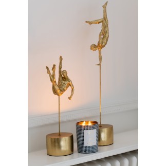 Set de 2 gymnastes sur socle en résine or 16x12x51.5 cm