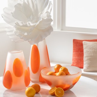 Photophore ou vase en verre orange 21x21x28.5 cm
