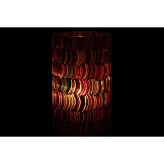 Portavelas curvo de vidrio multicolor 12.5x12.5x23 cm