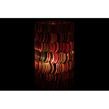 Portavelas curvo de vidrio multicolor 12.5x12.5x23 cm