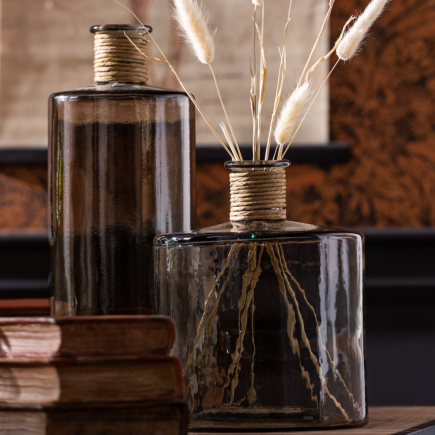 Vase en verre ambré en verre marron 35x35x44 cm