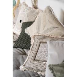Coussin carré en textile naturel 45x45x4 cm