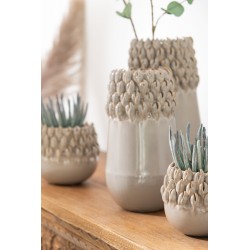 Cache-pot en céramique gris 15.5x15.5x14.5 cm