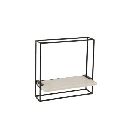 Estantería mural 1 balda hierro/mármol negro/blanco 35x35 cm