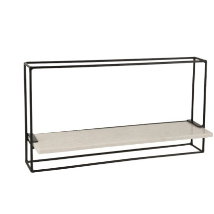 Estantería mural 1 balda hierro/mármol negro/blanco 65x35 cm