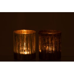 Set de 2 photophores en verre argent 13x13x15.5 cm