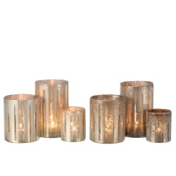 Set de 2 photophores en verre argent 13x13x20 cm