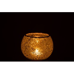 Photophore boule en verre jaune 15.5x15.5x12 cm