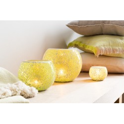 Photophore boule en verre jaune 15.5x15.5x12 cm