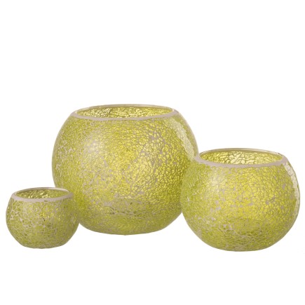 Castiçal em vidro amarelo 20,5 x 20,5 x 17 cm