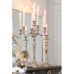 Candelabro de aluminio plateado 16x16x45 cm