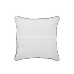 Coussin carré avec ourlet en coton blanc et gris 45x45cm