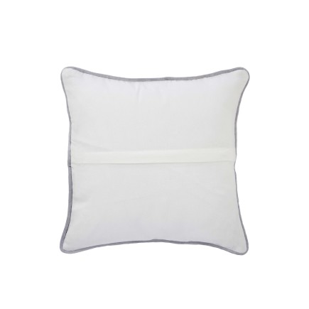 Coussin carré avec ourlet en coton blanc et gris 45x45cm