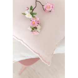 Coussin délavé en lin rose 45x45cm