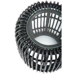 Mesa auxiliar redondo mimbre/vidrio negro mate