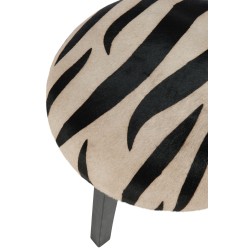 Tabouret rond avec assise en cuir et motif zébré