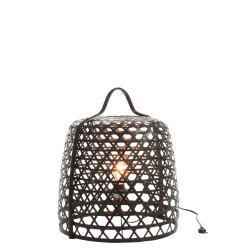 Lampe basse ronde en bambou noir