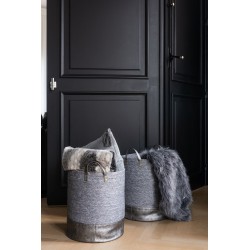 Coussin avec floches en coton velours gris 43x43cm