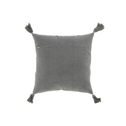 Coussin avec floches en coton velours gris 43x43cm