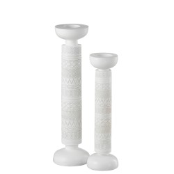 Bougeoir colonne en résine blanc