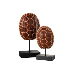 Carapace De Tortue Sur Pied Resine Marron H 30 cm