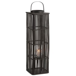 Farol rectangular de madera negra 28x28x90 cm