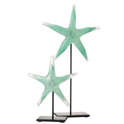 Étoile de mer sur socle en Verre Azur 22x8x42cm