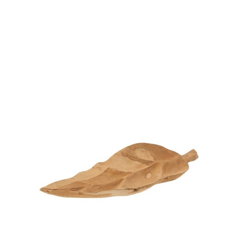 Plat en forme de feuille en tek naturel L52cm