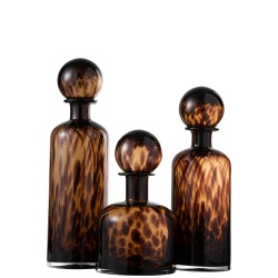 Bouteille avec bouchon tacheté en verre marron 11.5x11.5x35 cm
