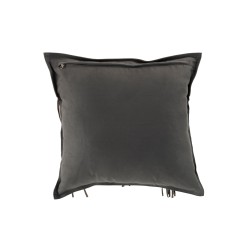 Coussin carré avec franges en cuir gris foncé 43x43cm